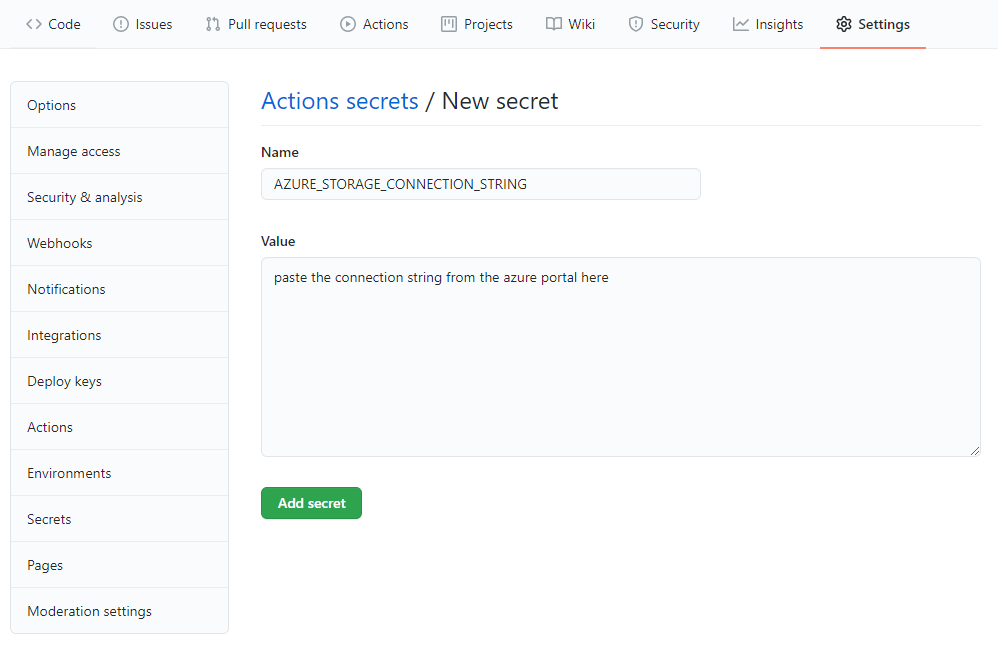 GitHub Actions save new repository secret