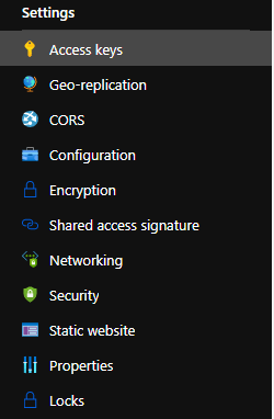 Azure Storage connection string settings